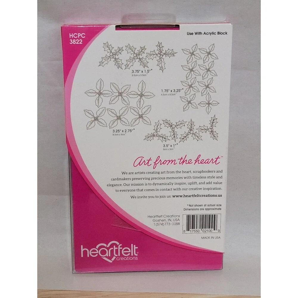 Heartfelt Creations Poinsettia Holly Clusters Craft Dies Cling Stamps Scrapbook